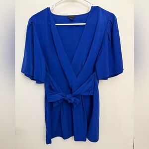Ann Taylor Blue Wrap Blouse